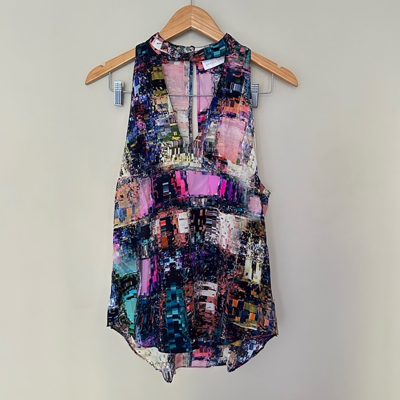 Amanda Uprichard Multicolor Halter Cutout Silk Tank - Picture 2 of 9